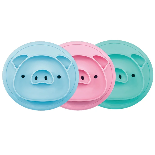 

Suction Mat Divided Plate BPA free Silicone Plate Bowls Baby Feeding Tableware Set
