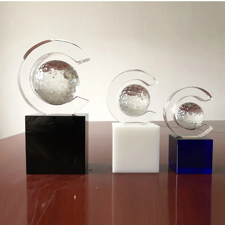 

New Design Wholesale Custom Blank Sports Award Golf Crystal Trophy, Clear