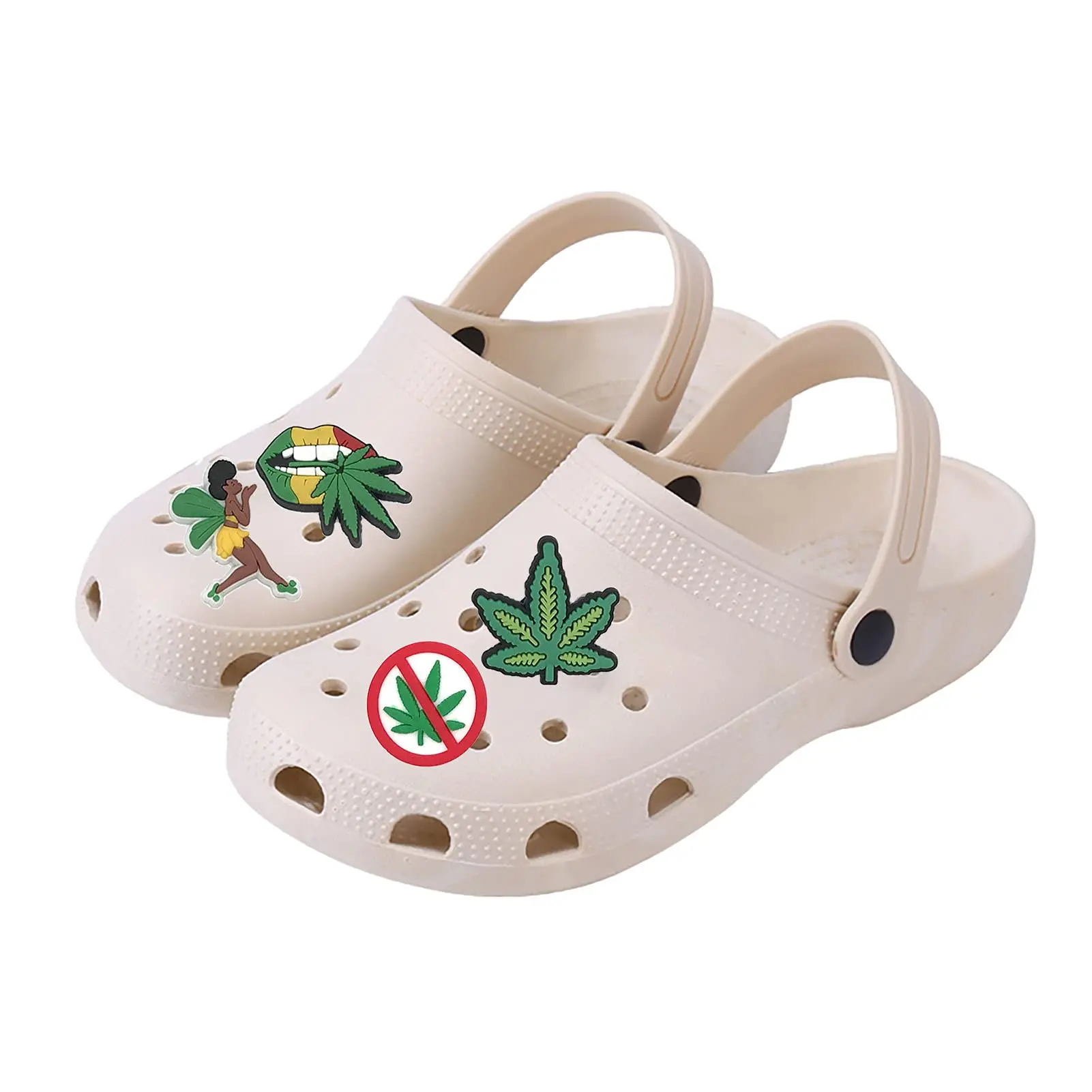 

20 Pcs Weed Croc Shoe Charms Fits DIY Clog Sandals PVC Plant Decoration Different Shoes Accessories Party Favors Unisex-Adult