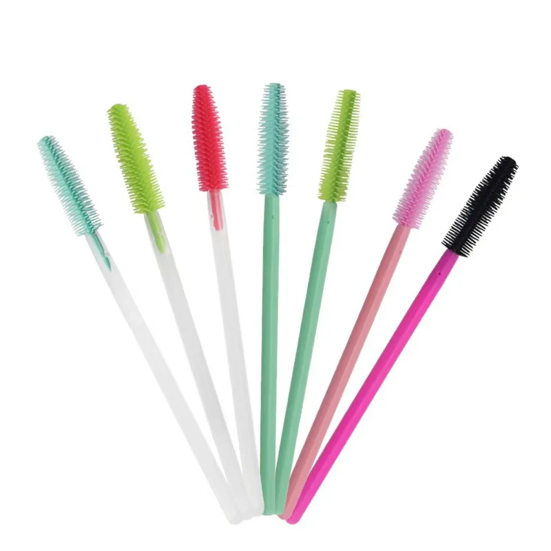 

Wholesale Silicone Head Mascara Wands Eyelash Brush Disposable Private Label Mascara Wand For Lash Factory Price, Green,red,purple,yellow