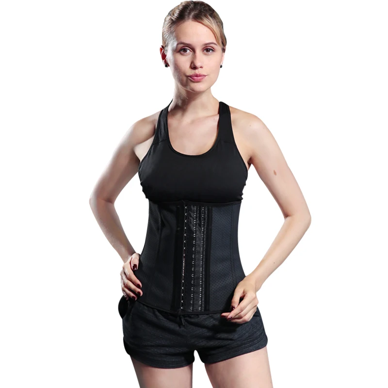 

Hot-selling Elastic Rubber Triple Breasted Waist Trimmer for Men and Women Sports Sweat Waist Trainer, Black