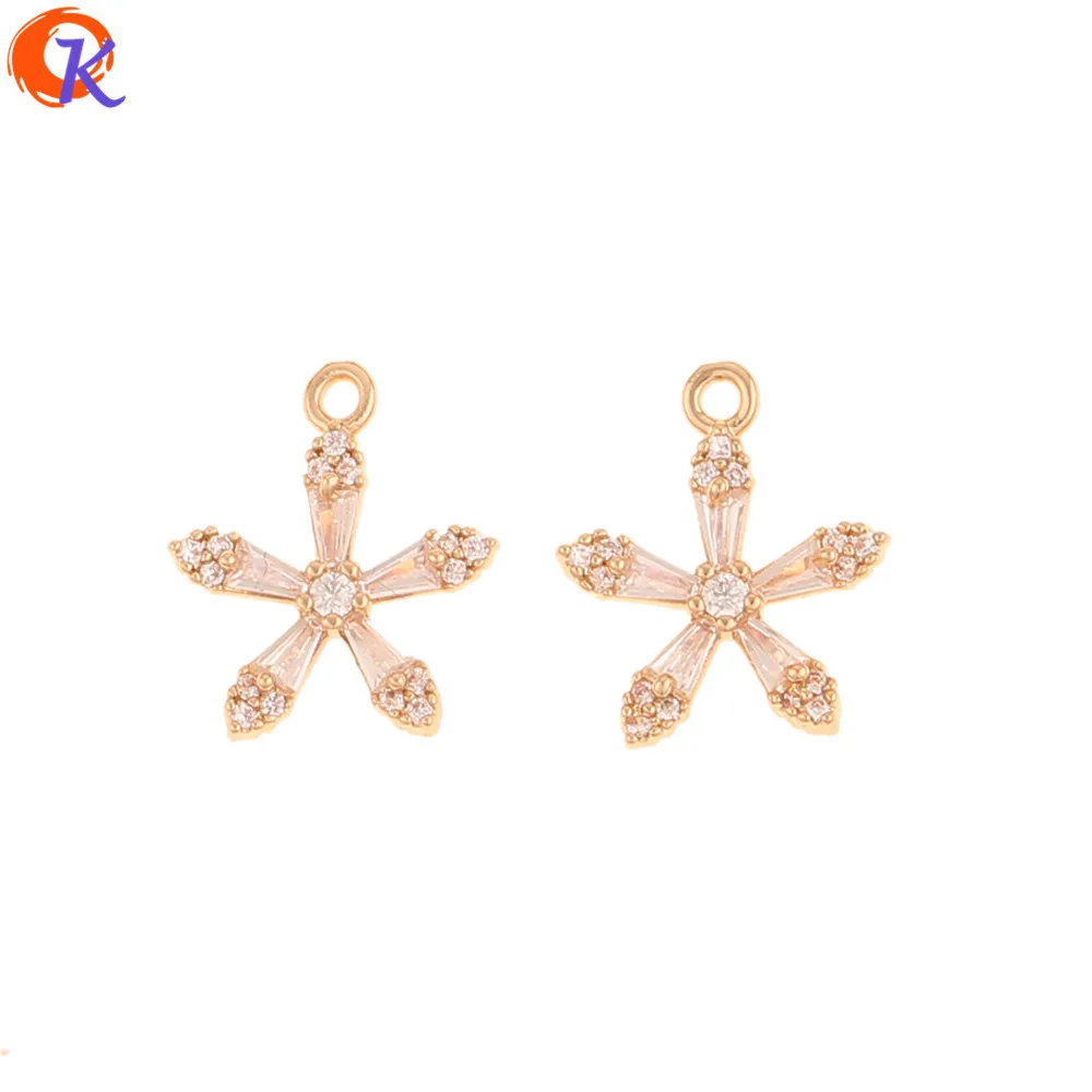 

Jewelry Accessories Cordial Design 30Pcs 13*15MM Jewelry Accessories CZ Charms Earrings Parts Flower Shape DIY Making Hand Mad