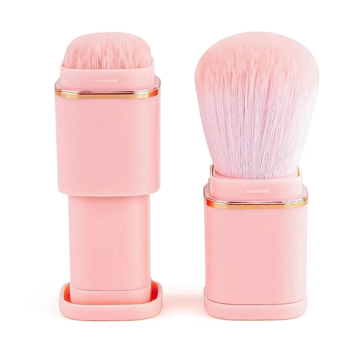 

Retractable Face Kabuki Brush Mini Travel Size Blusher Brush Pink Portable Powder Makeup Brush Set