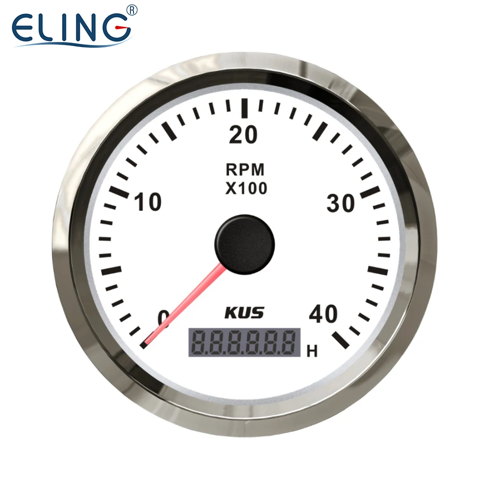 

KUS Tachometer RPM Gauge REV Meter with Hour Meter 4000RPM 85mm 12V/24V with Backlight