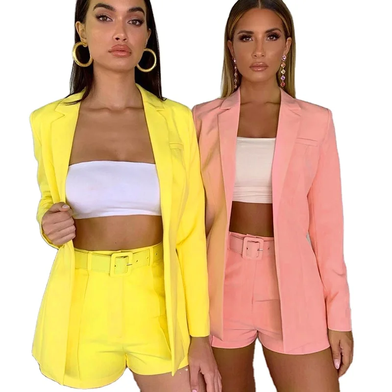 

Top selling products 2021 Jacket Short Set Long Sleeve Women Clothing Blazer Suits Two Piece Set, Picture showed