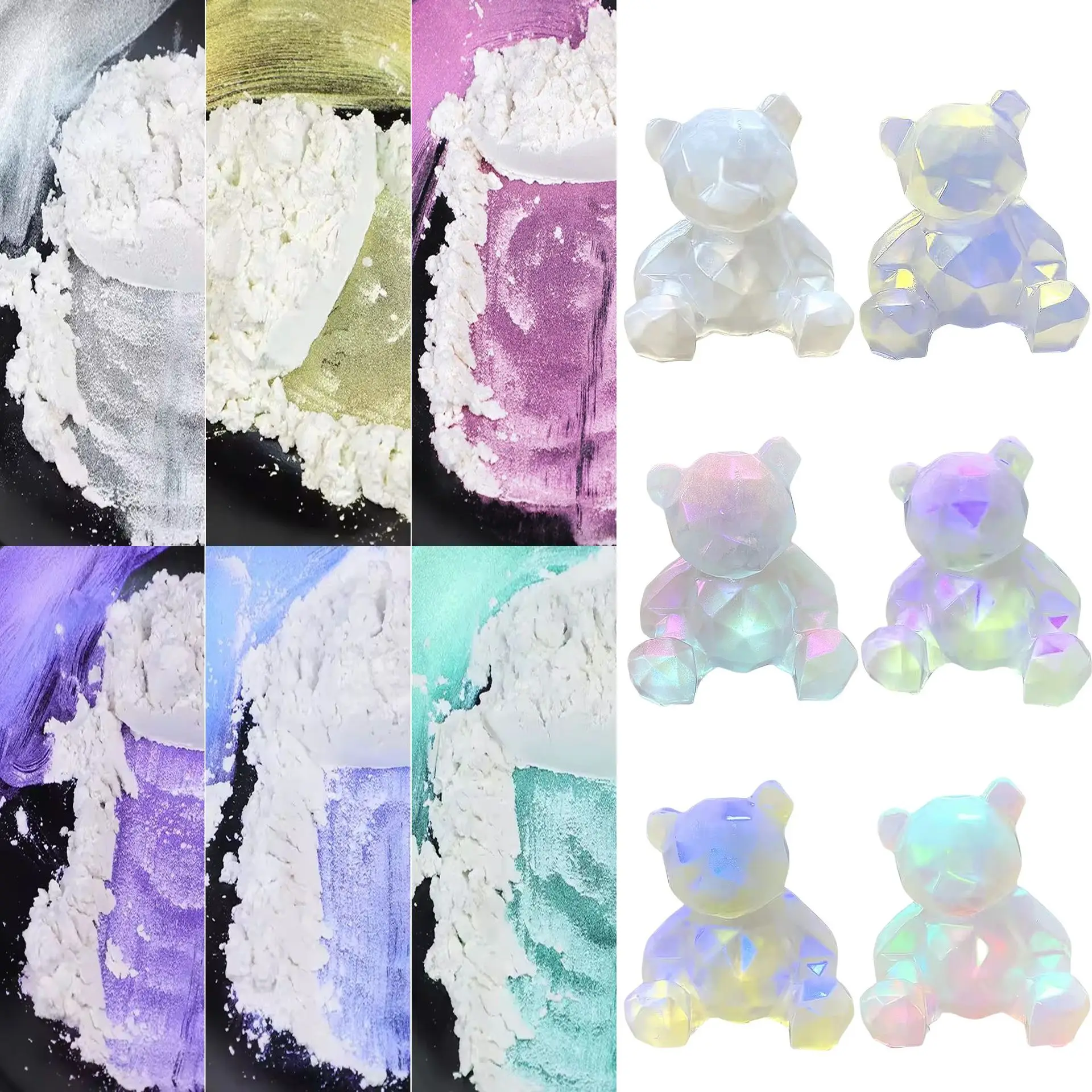 White Chrome Diamond Interference Pearlescent Pigment Diamond Mica Powder Pigments for DIY Nail Art.
