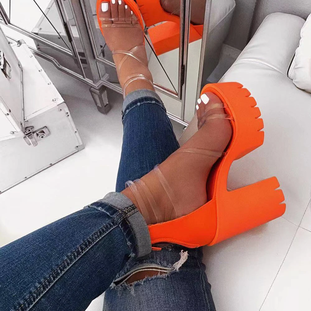 

INS Hot sale thick sole new arrivals wedge design shoes wholesale women shoes ladies high heel sandals, Black/orange/white