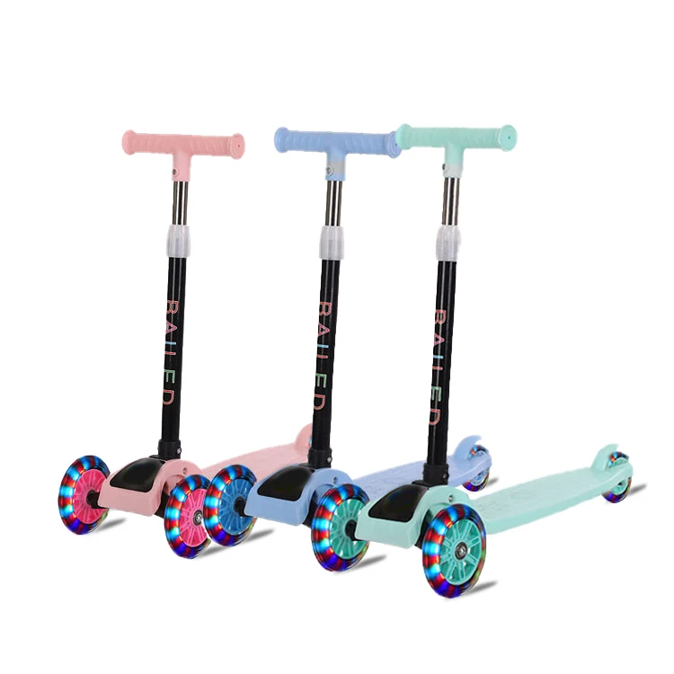 

Children's scooters of Three wheel scooter PU wheel with light , Foldable with 4 height adjustment