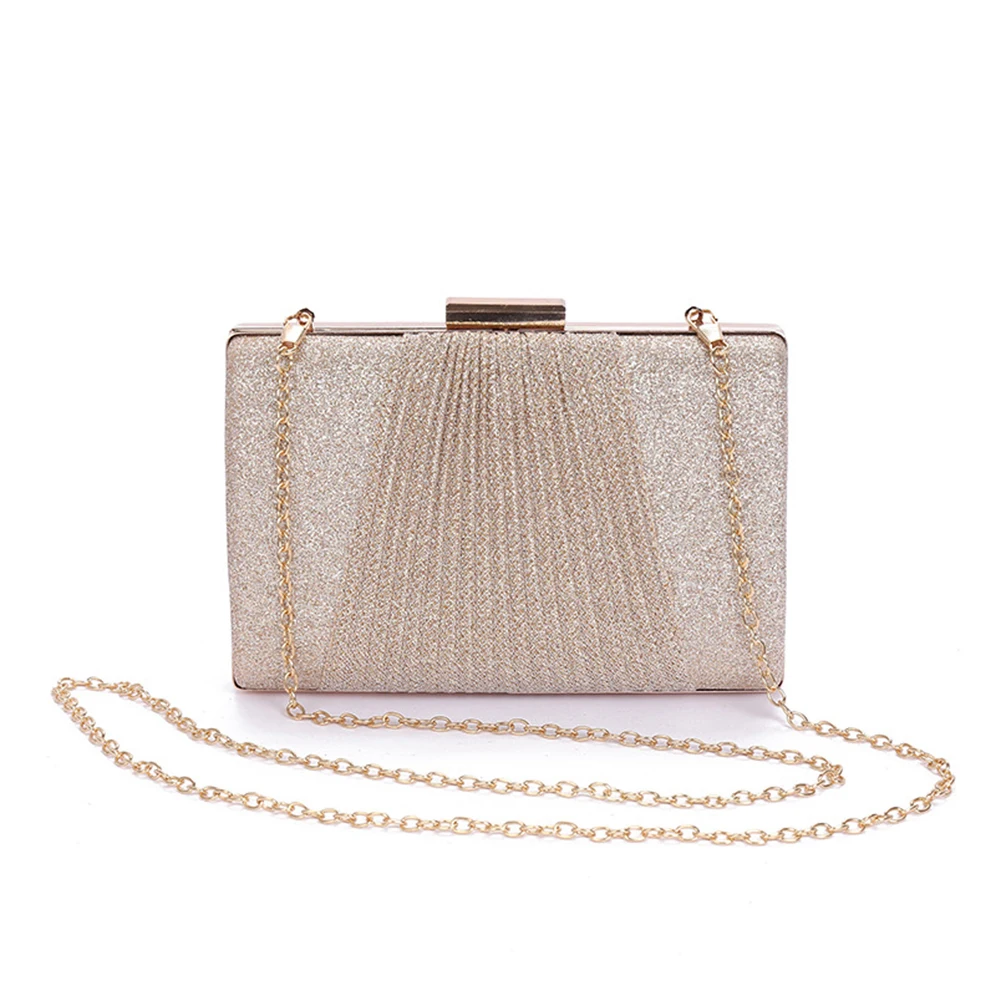 

2021 New Shiny Pleated Large-Capacity Handbag One-Shoulder Wedding Dress Evening Clutch Bags For Women