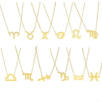 

Hotsale Stainless Steel Gold Simple Star 12 Zodiac Sign Necklaces Pendants Constellations Choker Necklaces for Women Jewelry