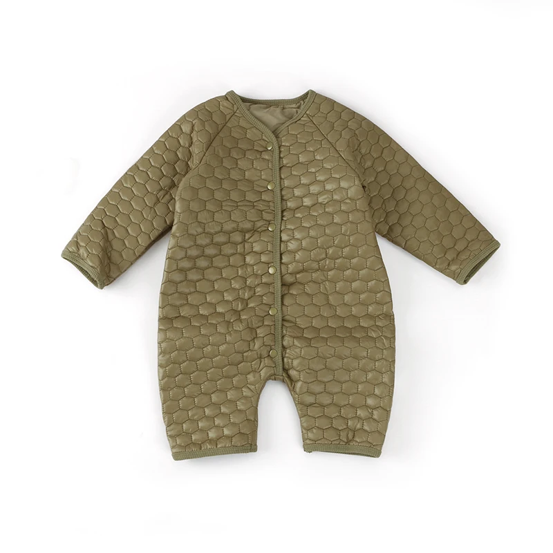 

RTS baby retro quilted one-piece outing clothes for boys and girls baby rhombus romper jacket