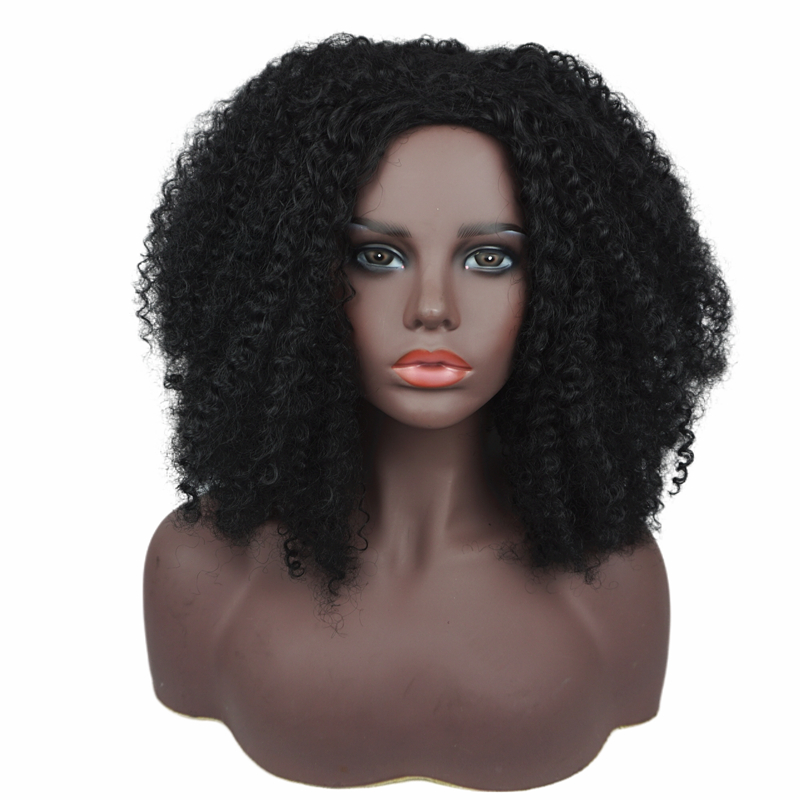 

20 Inch Hair Synthetic Afro Kinky Curly Wigs Black Short Curly Wigs For Black Women Heat Resistant Fiber, Black color/any color