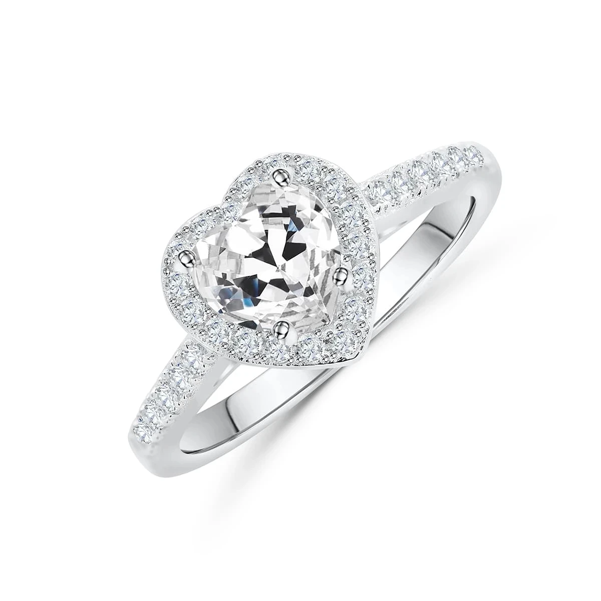 

SS-TL035 Sunstar Heart cut with halo classic design engagement silver ring S925 wedding ring