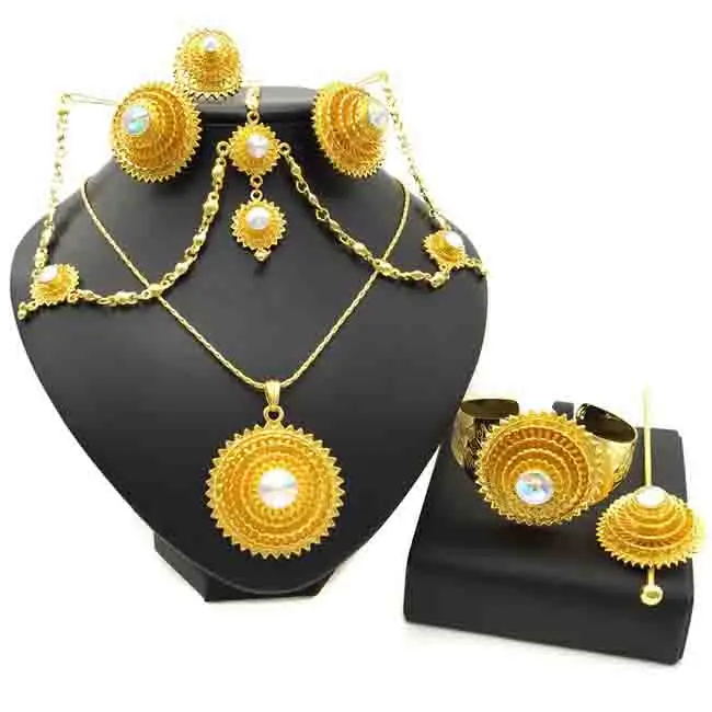 

Yulaili Pop Style 18K Italian Gold Noble Wedding Jewelry Set Latest Design Women Gold Plated Rhinestone Necklace Jewelry Sets