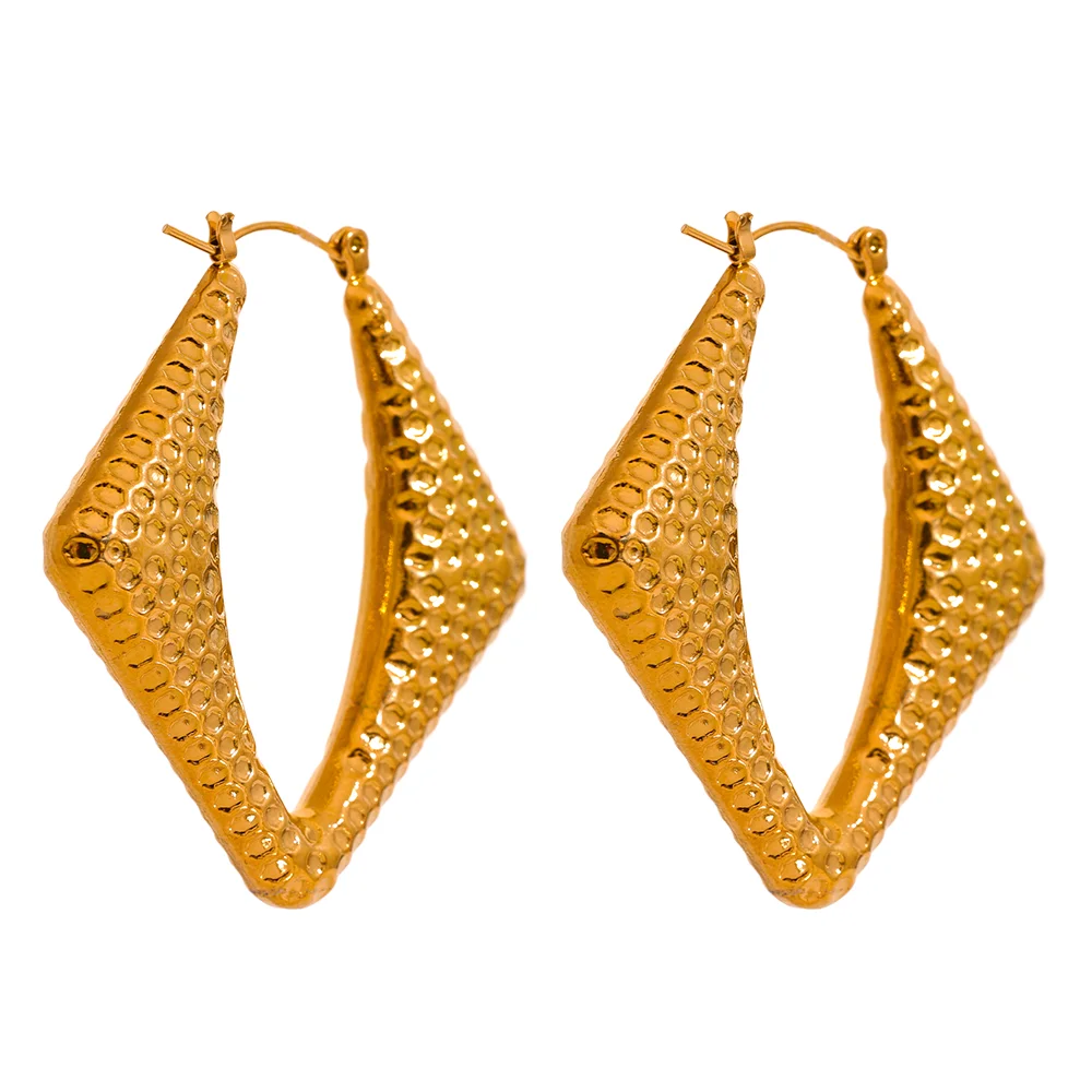 

JINYOU 943 Stainless Steel Geometric Hollow Hoop Earrings for Women
