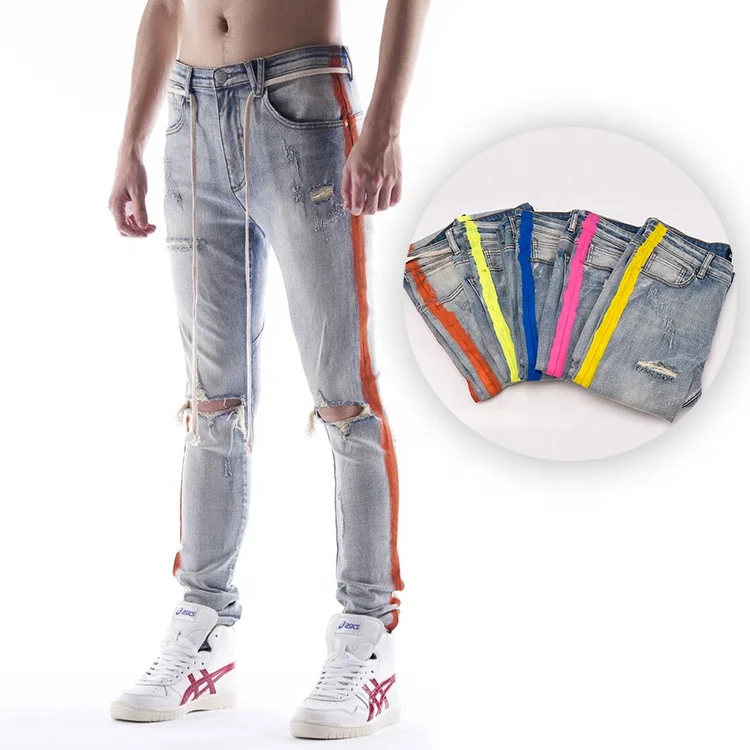 

DiZNEW Custom ripped broken distressed and vintage slim track mens denim jeans wholesale