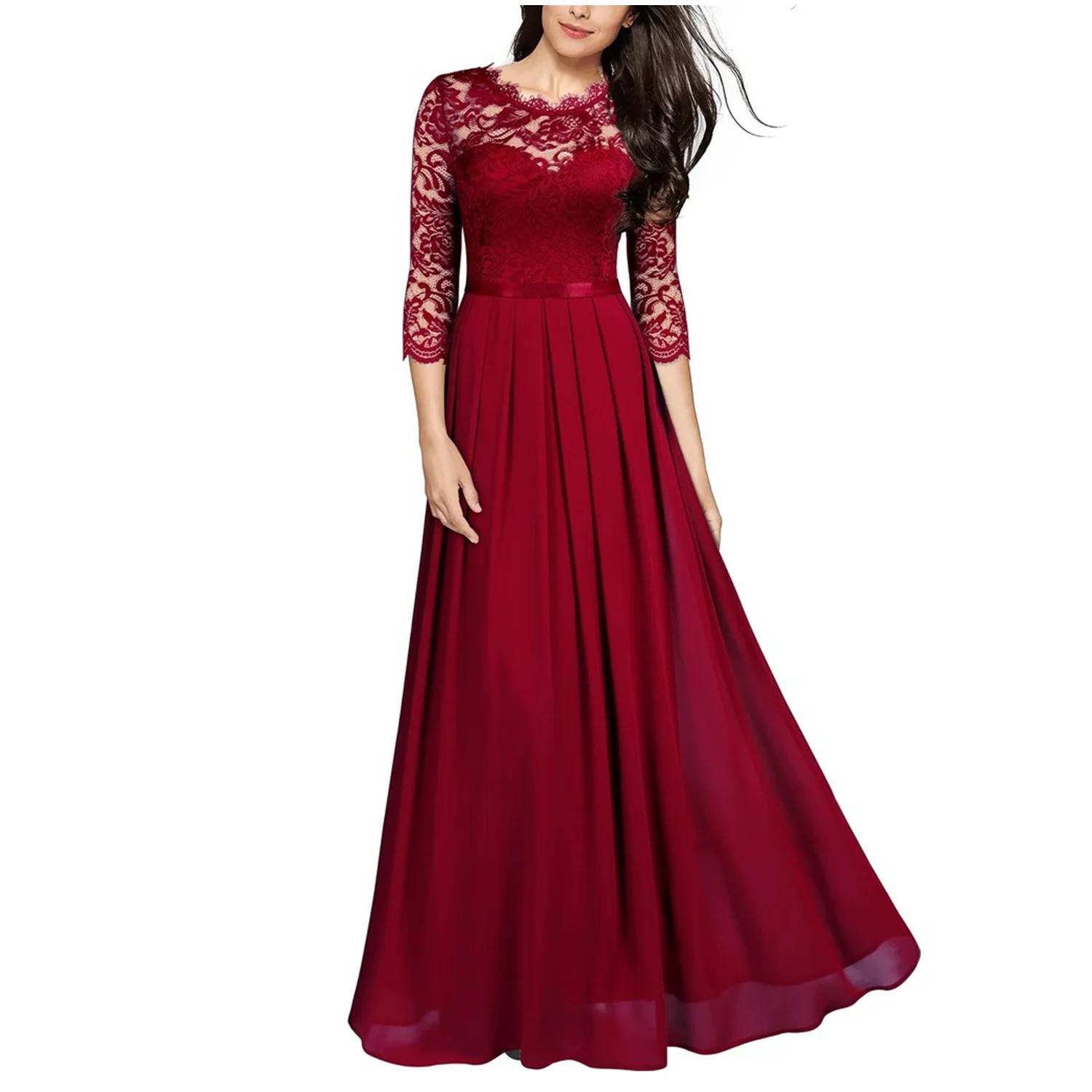

High Quality Saia Maxi Dress Long Women Elegant Sleeve Wedding Bridal Gowns Sexy Clothing Up Costumes Party Bridesmaid Dresses, Wine red, green, navy, black