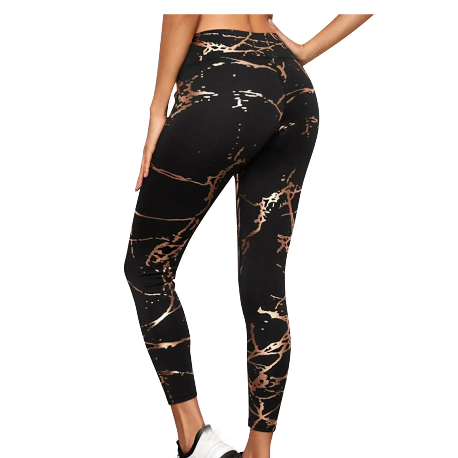 

Ladies Fashion Fully Printed Hot Stamping Printed High Waist High Elastic Sports Running Training Yoga Leggings