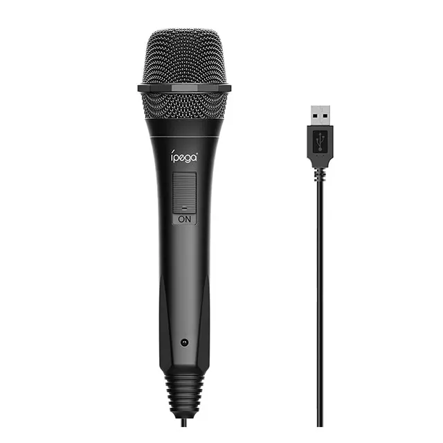 

Portable PG-9209 USB wired Stereo KTV Karaoke PS4 PS3 Ipega switch xboxone Wii wired gaming microphone, Black color