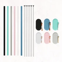 

Wholesales Collapsible Reusable 100% Food Grade Silicone Drinking Foldable Straws Case Set