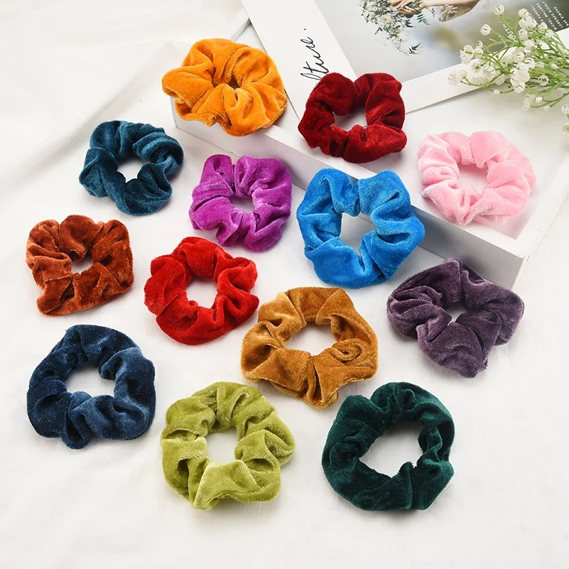 
Factory Pleuche Fabric Velvet Elastic Hair Bands Hair Scrunchies For Girl 