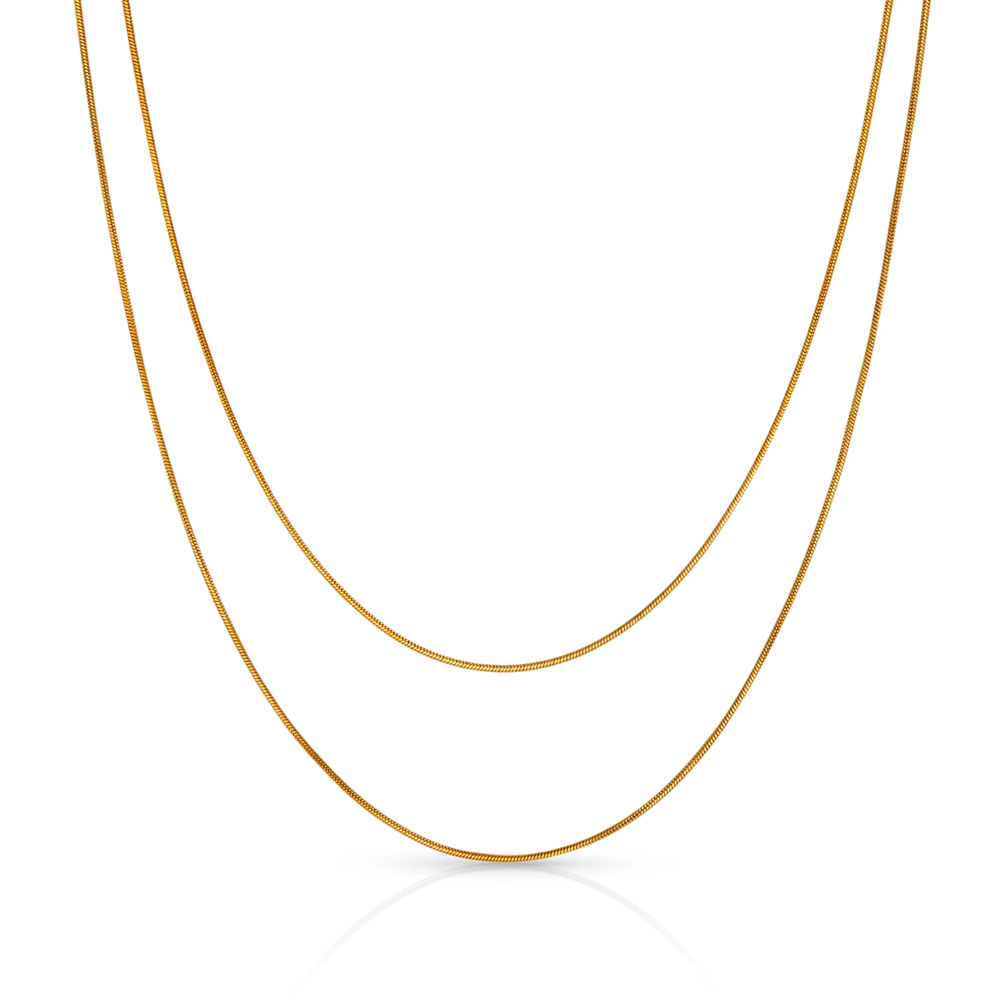 

Chris April fashion jewelry 316L stainless steel PVD gold plated layers thin snake necklace for women