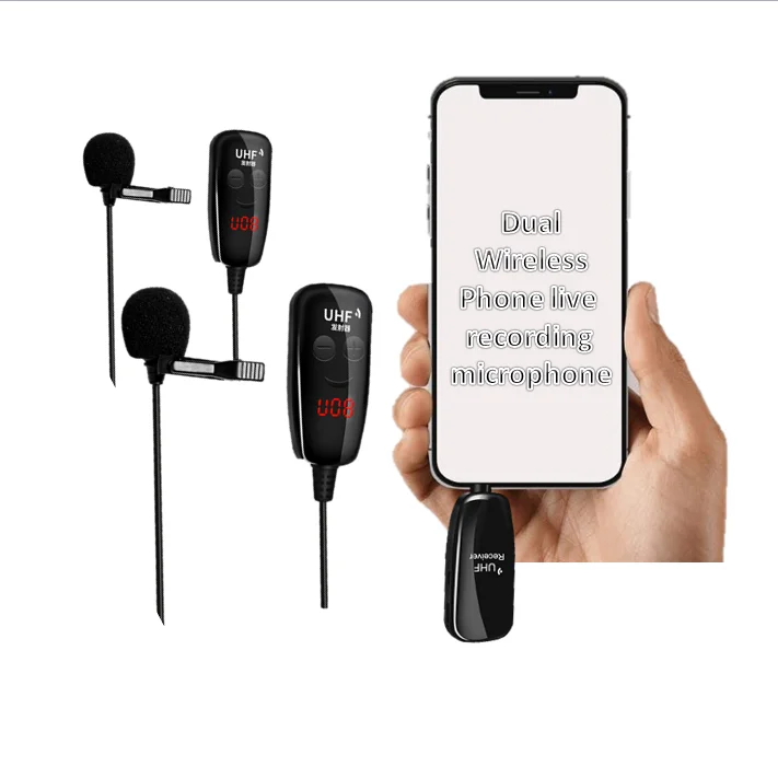 

Stereo wireless cordless microphone with microphone