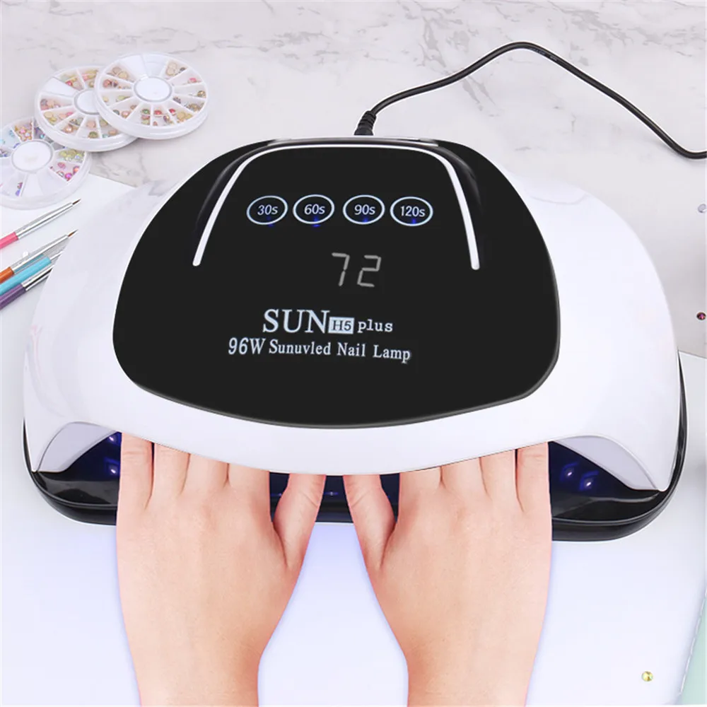 

New arrival SUN H5 plus 96W Lamp For Nails Dryer UV LED Gel Lamp For Drying Gel Polish, White,gold,pink,red,black