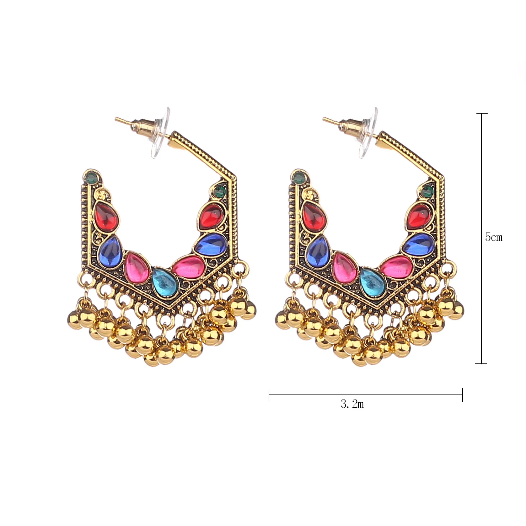 

New Wholesale Hollow Women's Earrings Vintage Ethnic Style Exaggerated Earrings Female Beads Tassel Earrings