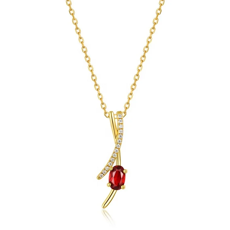 

Gold Plated Natural Mozambique Garnet 925 Sterling Silver Pendant Jewelry Women Ladies S925 Silver Jewellery Pendants