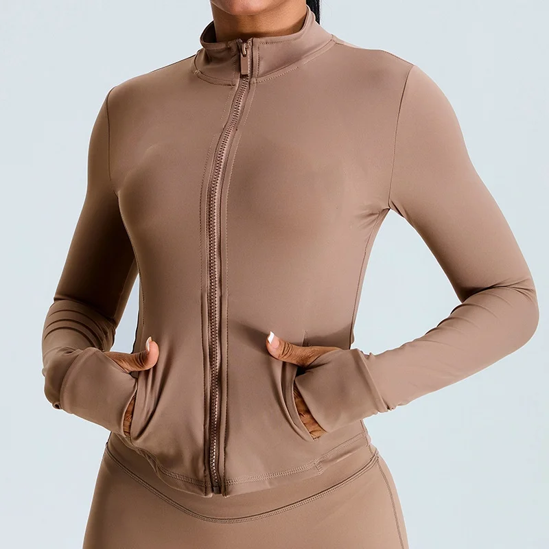 2025 Spring & Fall Breathable Tight Waist Running Ladies Yoga Blazer Women's Lightweight Gym Fitness Yoga Jacket Top De Mujer