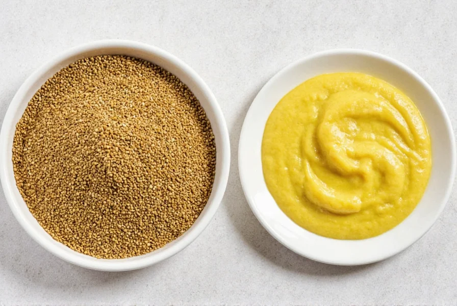 Homemade mustard jars on counter