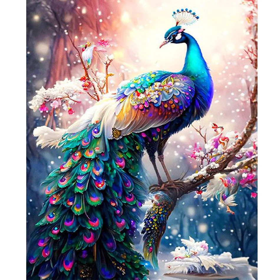 Diy Painting by Numbers Kits Peacock Animals Picture on Numbers for Adults Kits Handiwork Acrylic Paint on Canvas