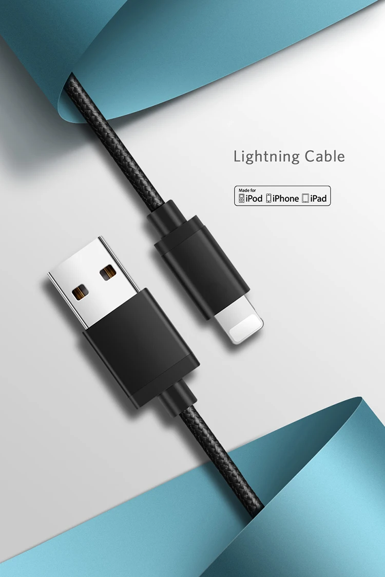 Original USB A 2.0 to 8Pin Data Cable with Nylon Braid 2.4A Fast Charging Cable for Iphone - ANKUX.COM