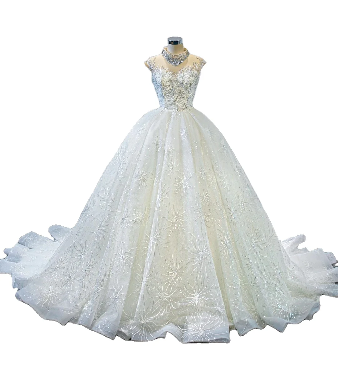 

New design Wholesale big bridal ball gown heavy bead lace ball gown luxury wedding dress for women fashion dress, Custom made