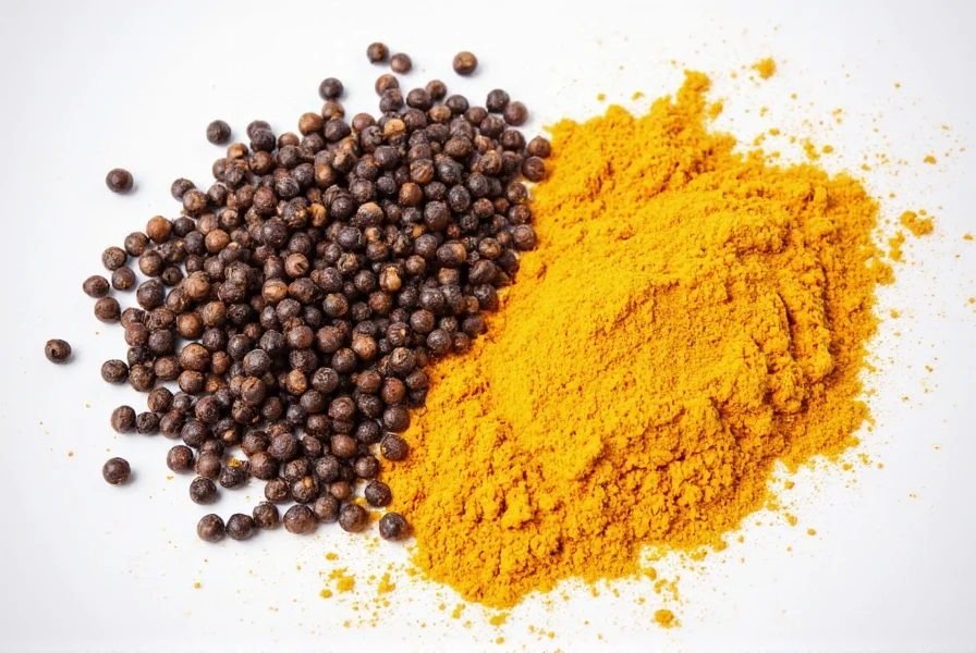 Scientific illustration showing molecular interaction between curcumin and piperine enhancing absorption