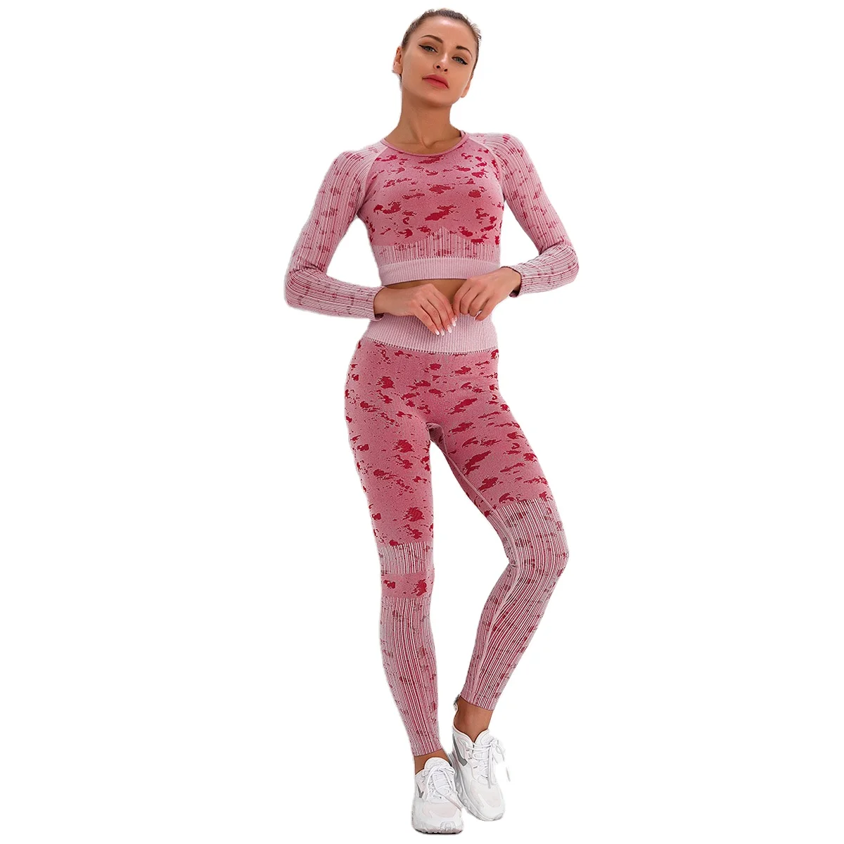 

Outfit Tracksuit High Waist Crop And Pants Yoga Set Women Fitness Suits