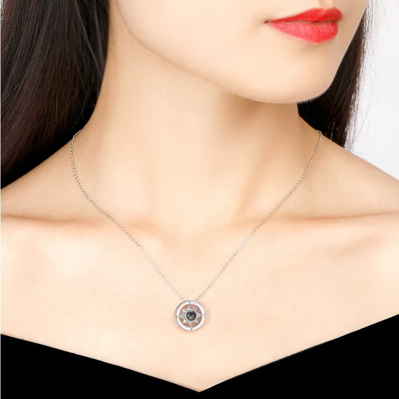 Love Memory Female Compass Necklace 