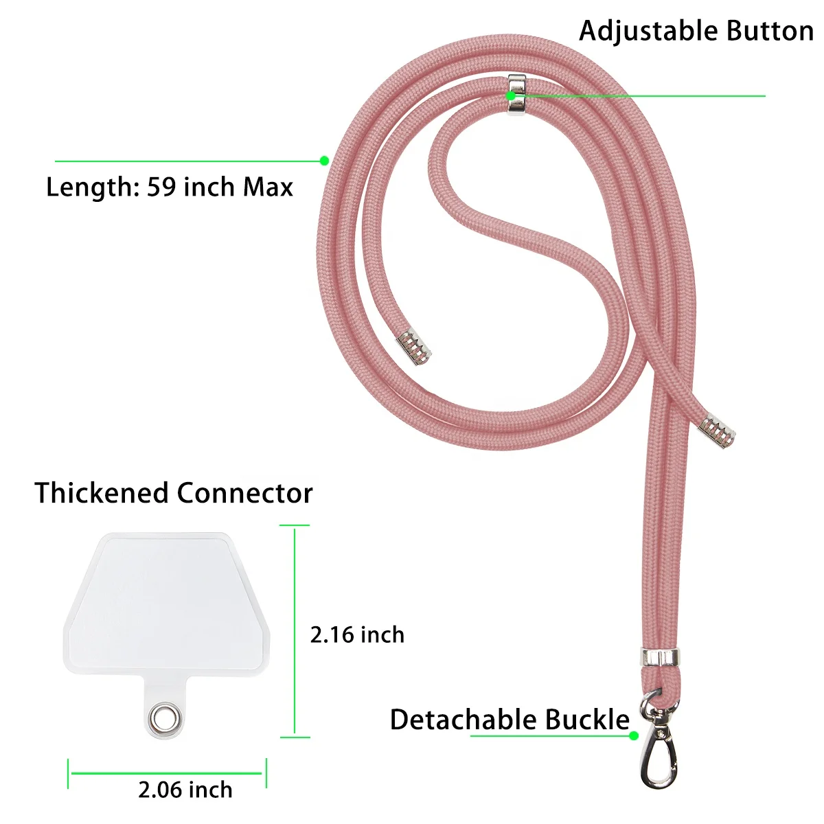 
Promotional Gift retractable neck strap lanyards Mobile Necklace Crossbody rope keychain pink woven lanyard phone holder 
