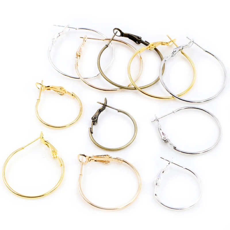 

20pcs/Lot 20mm 25mm 30mm Round Earrings Hoops 5-colors Plated Big Circle Hoop for Earrings DIY Jewelry Making Findings Supplies, Multi-colors