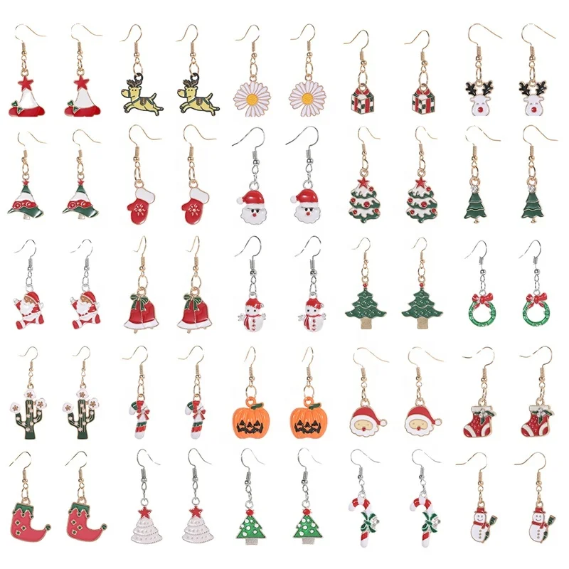 

DIY custom snowman Earring Jewelry Santa Claus bell Christmas tree Ear Hook pumpkin Ear Stud Earrings For Christmas Earring, Picture show