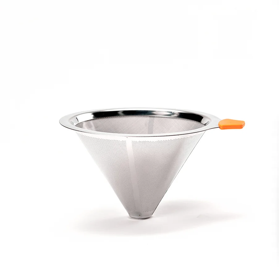 

High Quality V Shape Coffee Drip Filter Bag Packdirt Devil F2 Ss Filter Cup For Coffee Machine, Stainless steel color and golden