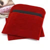 Cheap Sewing Edge Non Snap Button Pouches Red Velvet Envelope Jewelry Pouch with Customized Flap