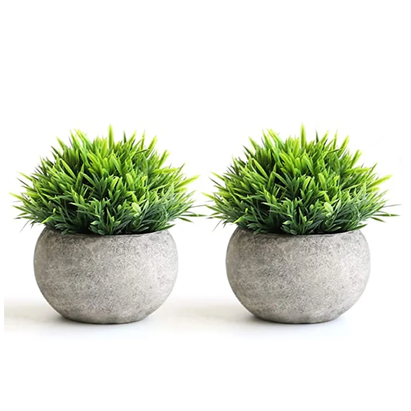 

PRIMAISON Artificial Green Grass Round small Potted Plants Decorative Plant Faux Plastic Plants Indoor & Outdoor, Customized