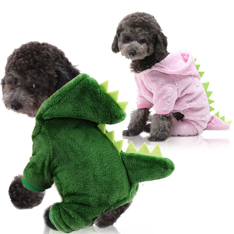 

dinosaur four legged transformed warm wholesale custom designer apparel pet cat dog clothes pink green dog sweater