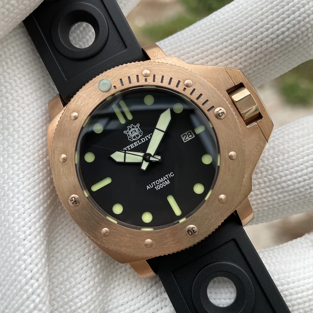 

Steeldive New Arrival SD1959S Solid Bronze Case  Black Dial Sapphire Glass NH35 Automatic 1000m Waterproof Mens Dive Watch