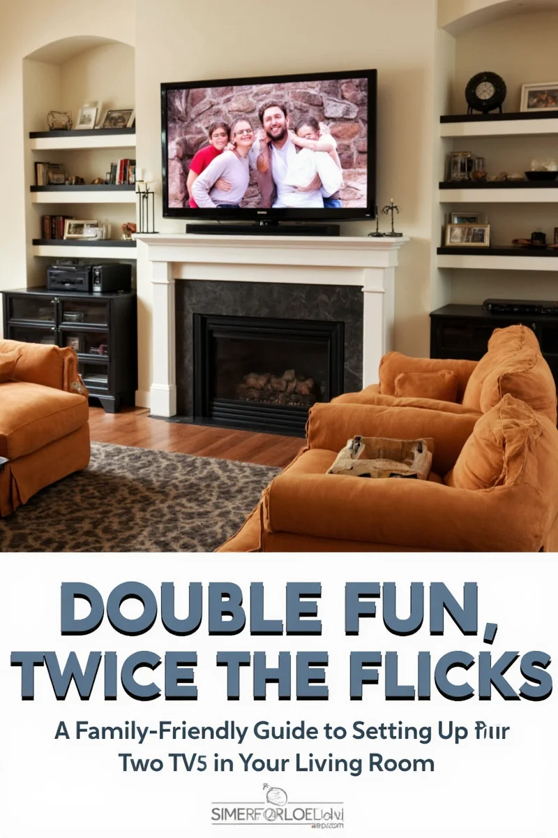 Family relaxing together with two TVs