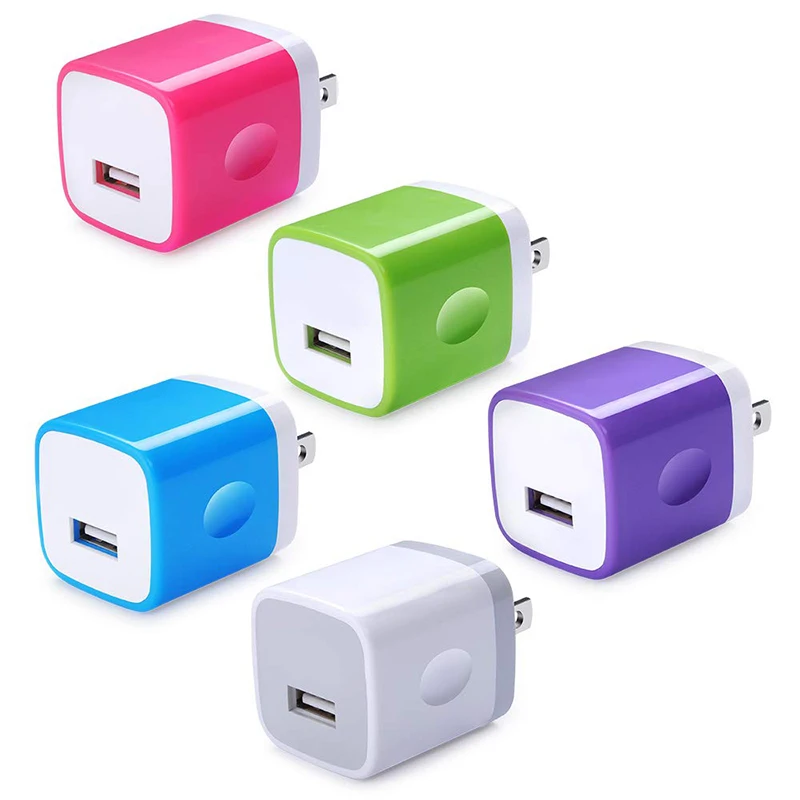 

Charger Box Wall Charger USB Adapter US EU Plug Premium 5V/2A Fast Charging Power Adapter Block Charger, Colorful