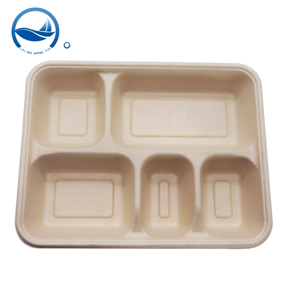 

Fast Food Microwavable Safe Bagasse Lunch Box, Natural wood