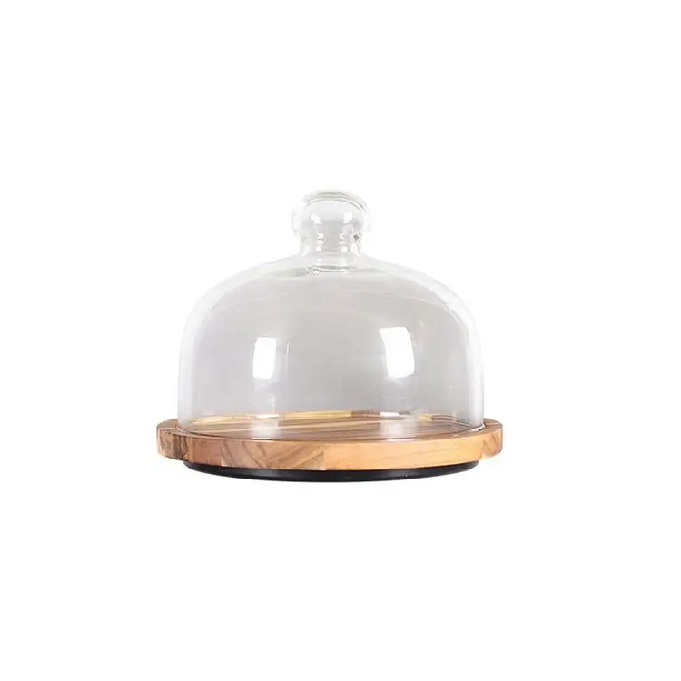 

Cake Stand with Glass Dome Cake Plate with Glass Dome Wood Cake Tray with Cover for Home Kitchen Baking Acacia Wood